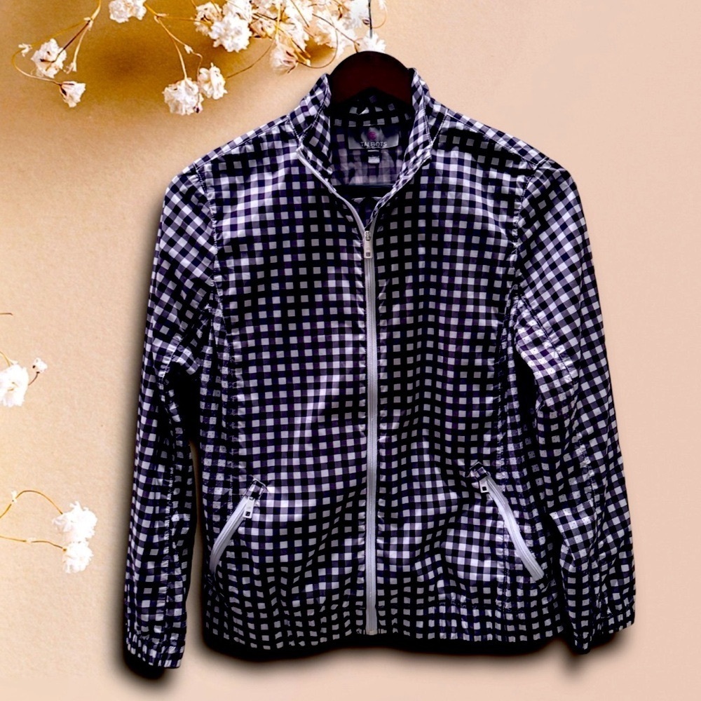 🖤 Talbots Women’s Gingham Casual Windbreaker Coat